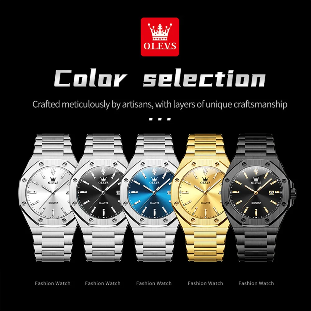 OLEVS 3613 Original Top Brand Luxury Quartz Watch for Men Stainless Steel Waterproof Men's Watch Business Classic Wristwatch image 6