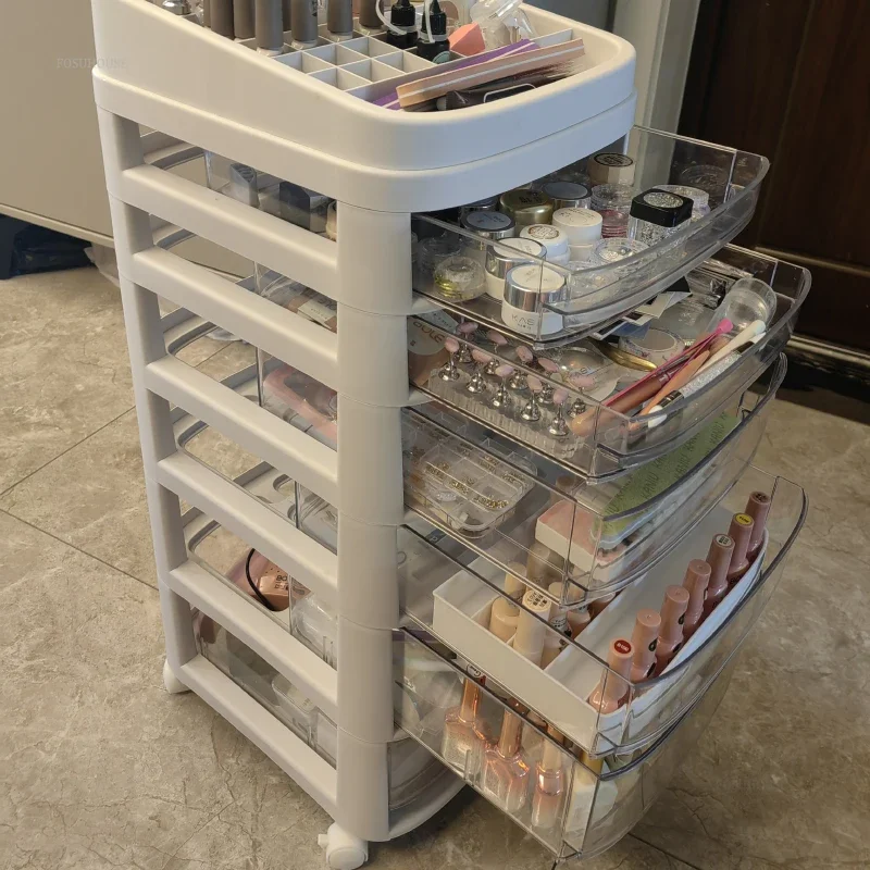 Hairdresser Barber Shop Tool Cart Acrylic Plastic Salon Trolleys Japanese Manicure Auxiliary Cart With Wheels Salon Furniture