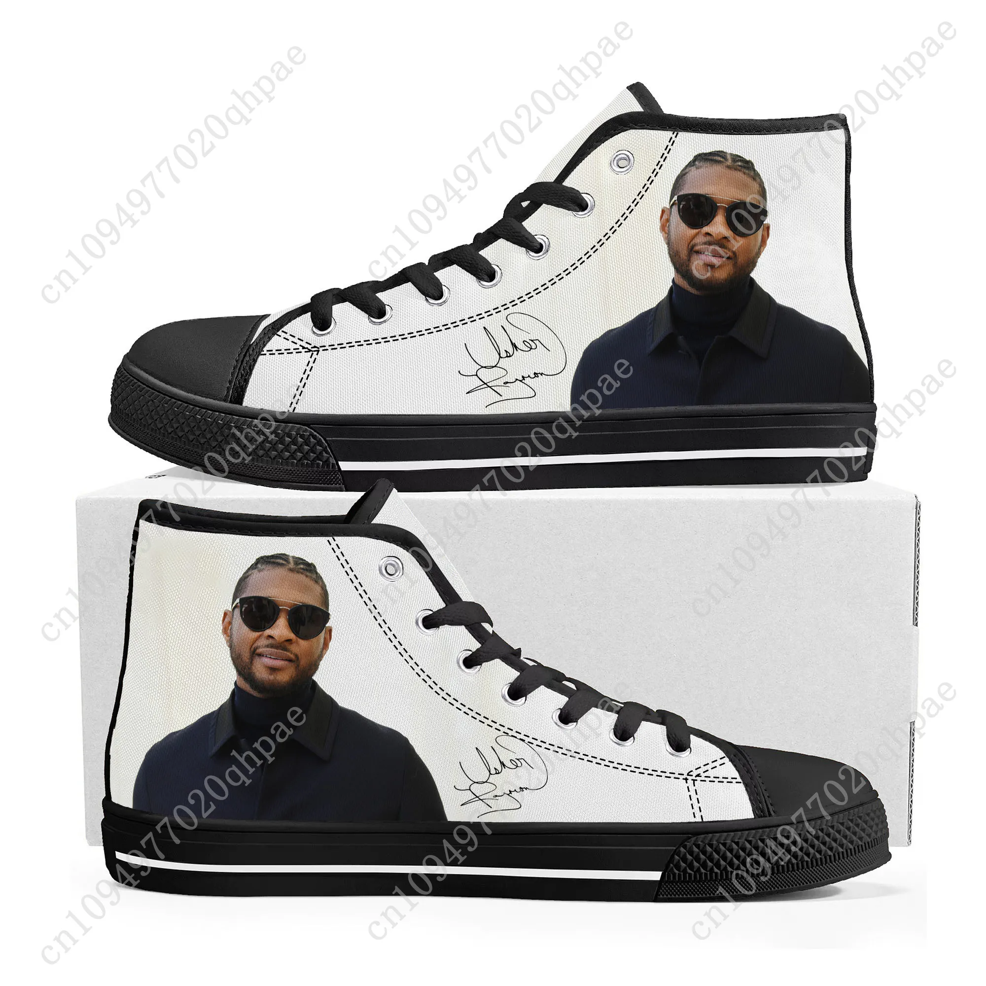 Usher عالية أعلى أحذية رياضية رجل إمرأة مراهق جودة عالية قماش حذاء رياضة 3D طباعة عارضة زوجين أحذية حذاء شخصي