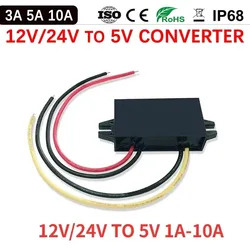 12V 24V to 5V 3A-10A Step Down DC Converter Regulator 24V 12 Volt Buck to 5 Volt 12 Volt to 5 Volt LED Power Supply for Cars