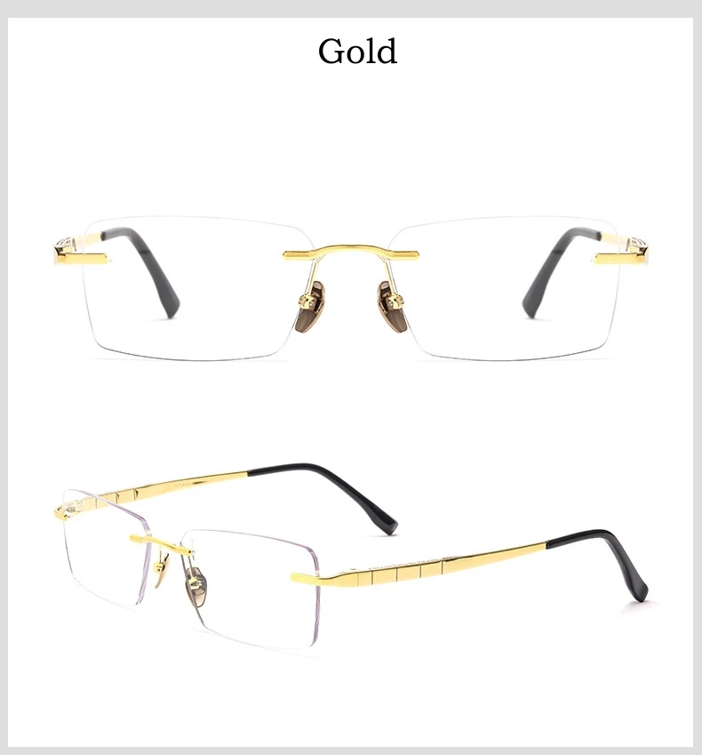 Rimless Glasses for Men New Ultra-light Business Glasses Square Eyewear Fashion Retro Pure Titanium Optical Frames Prescription