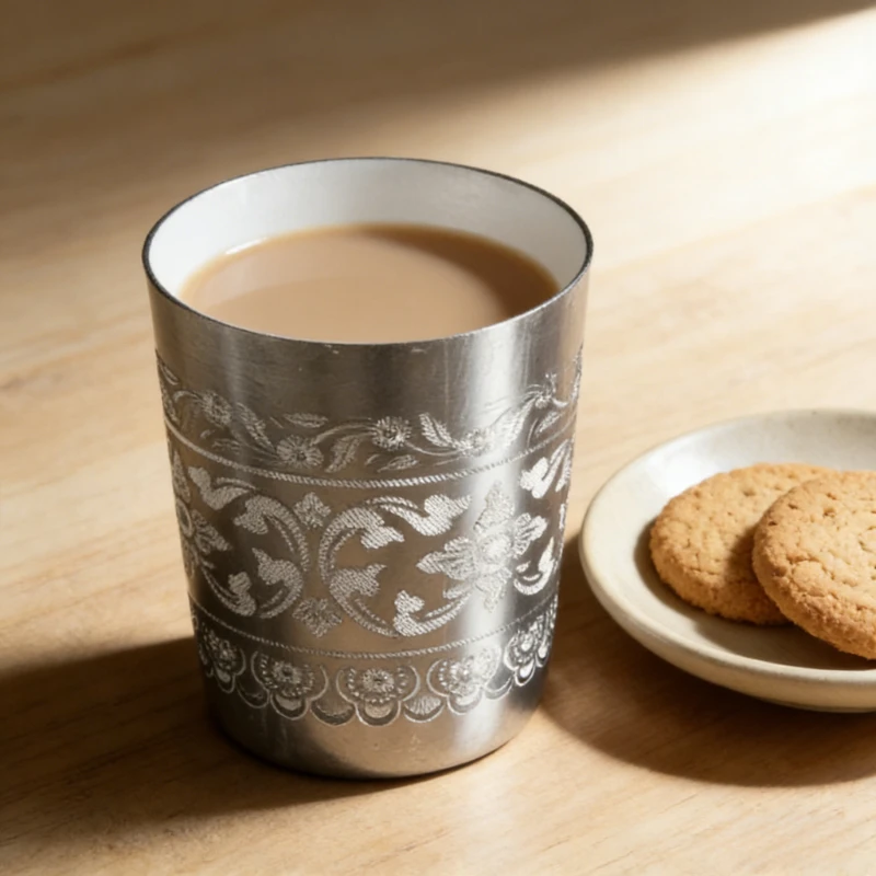 ニューレトロシルバーメタル携帯用ドリンクカップホテルレストラン家庭用コーヒー紅茶ワイングラスカップ多目的ウォーターマグギフト