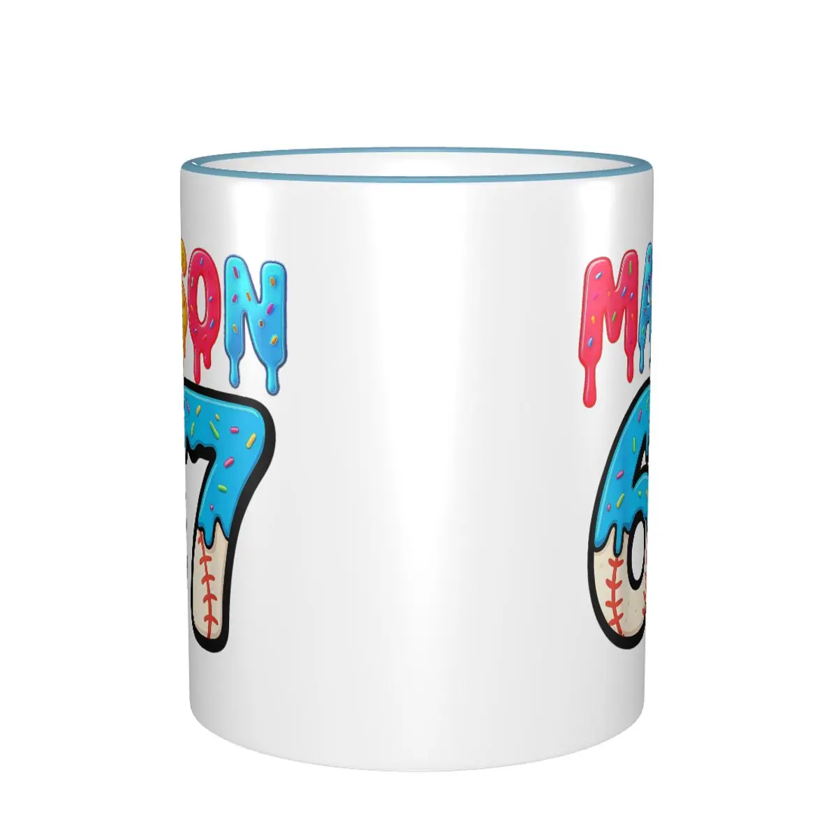 Mason 67 Funny Ice Cream Drip Baseball Meme Design Gift Mugs for Women Men Novelty Tea Cup Present for Office