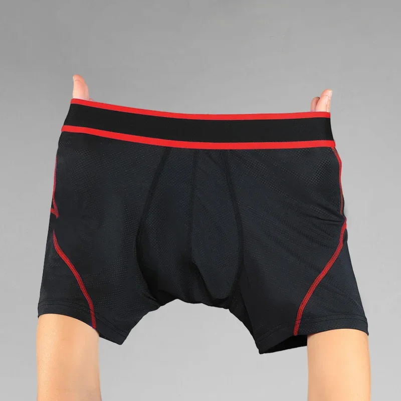 

5PCS Men's summer thin ice silk long men's running long anti-friction leg four-corner pants with bullet separation sports underw