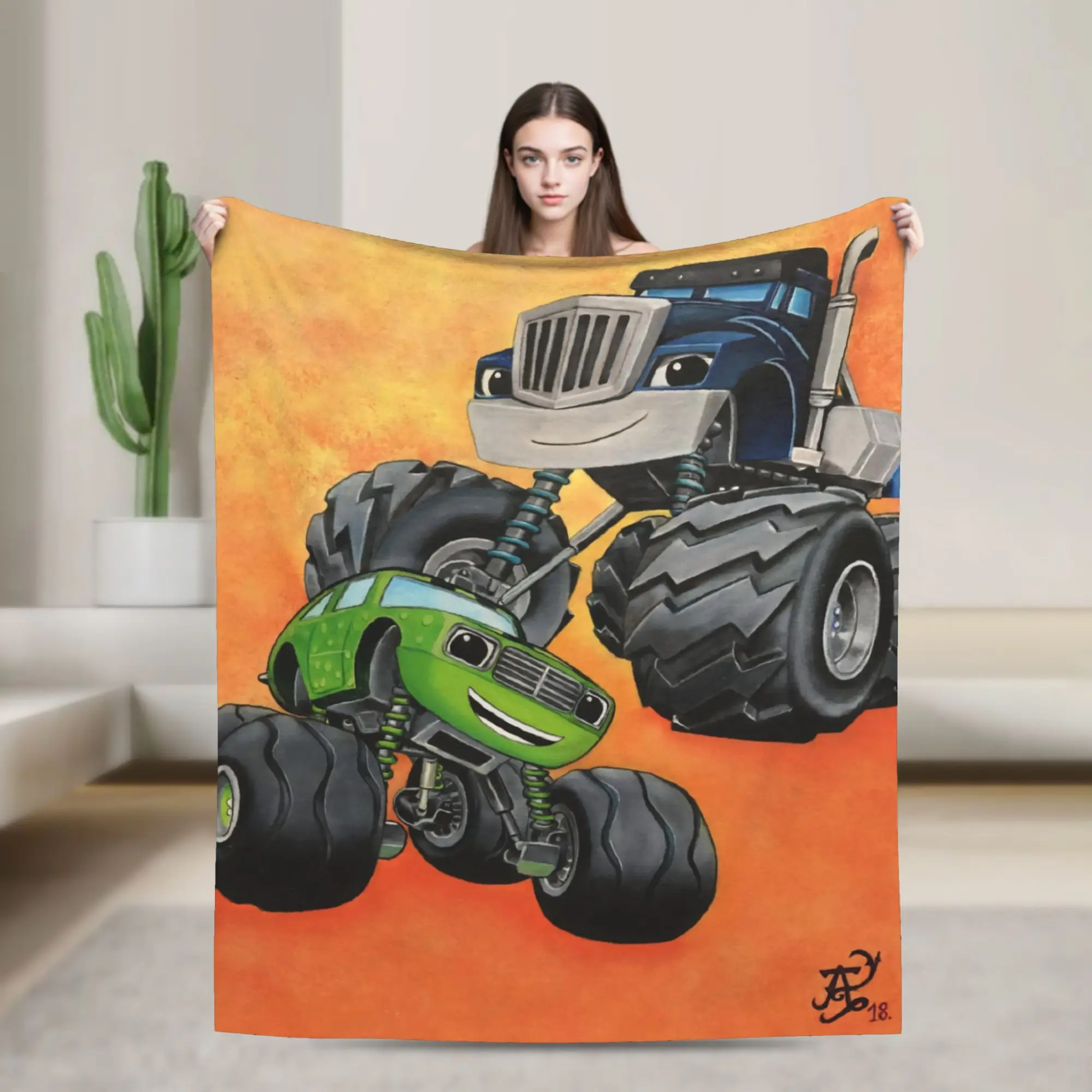 Blaze and the Monster Machines Throw Blanket for Couch  Soft Fuzzy Plush Blanket 50x60 Inches Multi-size Bedspreads