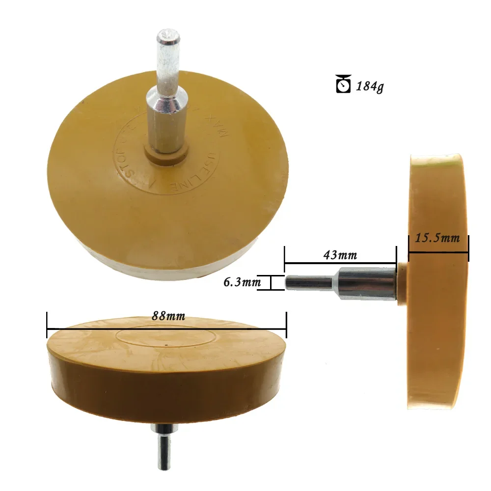 88mm Universal Rubber Eraser Wheel For Remove Car Glue Adhesive Sticker Pinstripe Decal Graphic Auto Repair Paint Tool 1 Pcs