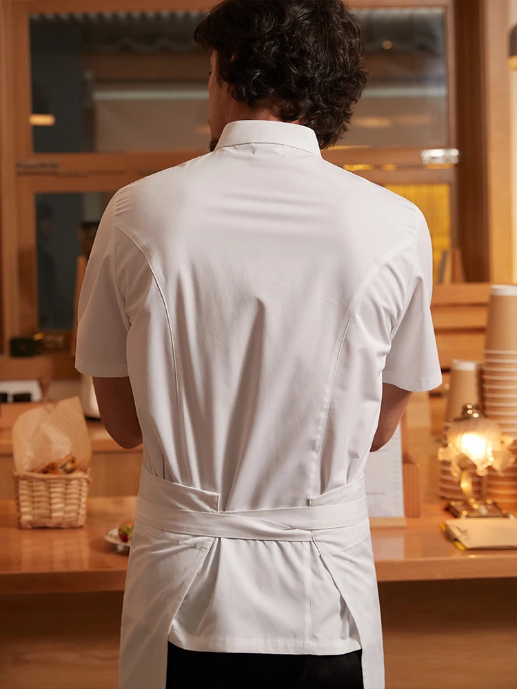 Nueva chaqueta de Chef de manga corta para hombre y mujer, camisa transpirable para hornear pasteles en Hotel, Master Chef