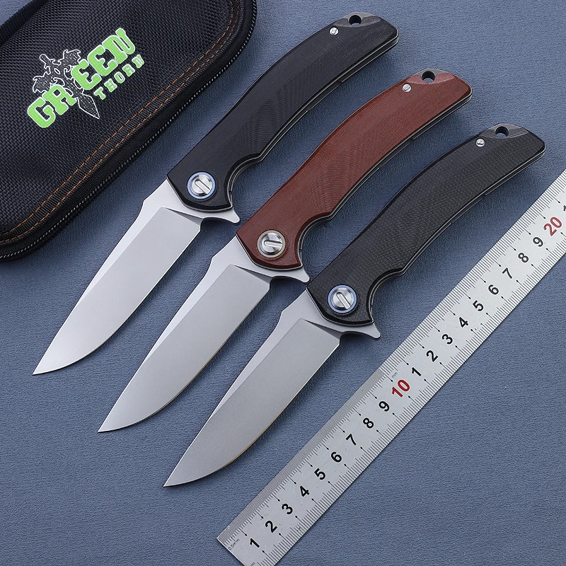 Green Thorn Soft Overkill Folding Knife Linen Titanium Handle Vg10 Blade Outdoor Survival Camping Hunting Practical  EDC Tools