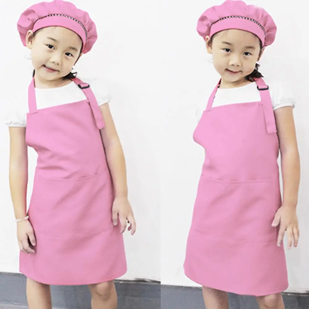 Children Kid Cooking Baking Painting Cooking Art Craft Plain Apron Pocket Bib Boys Girls Painting Aprons Baking Playing clothes