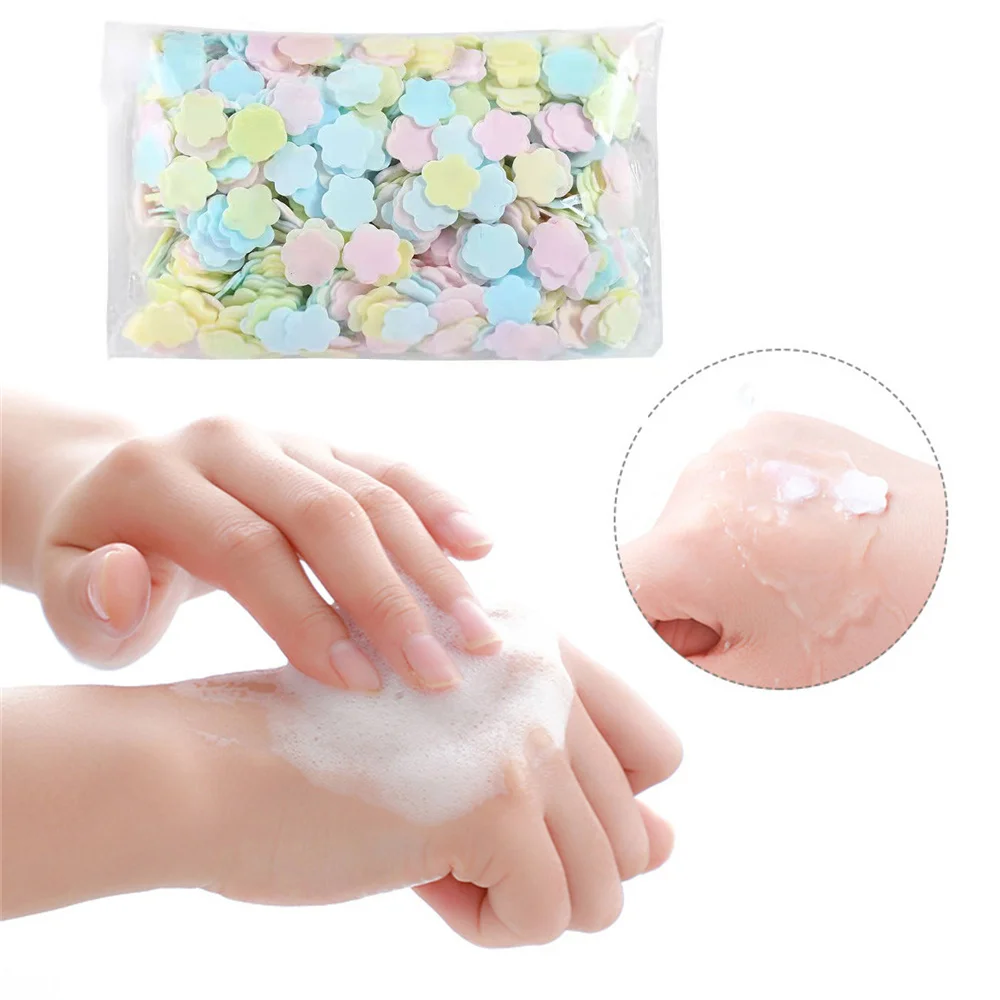 1000pcs/bag Portable Soap Paper Flakes Bath Hand Washing Disposable Soap Slice Mini Flower Travel Scented Petal Handwashing Soap