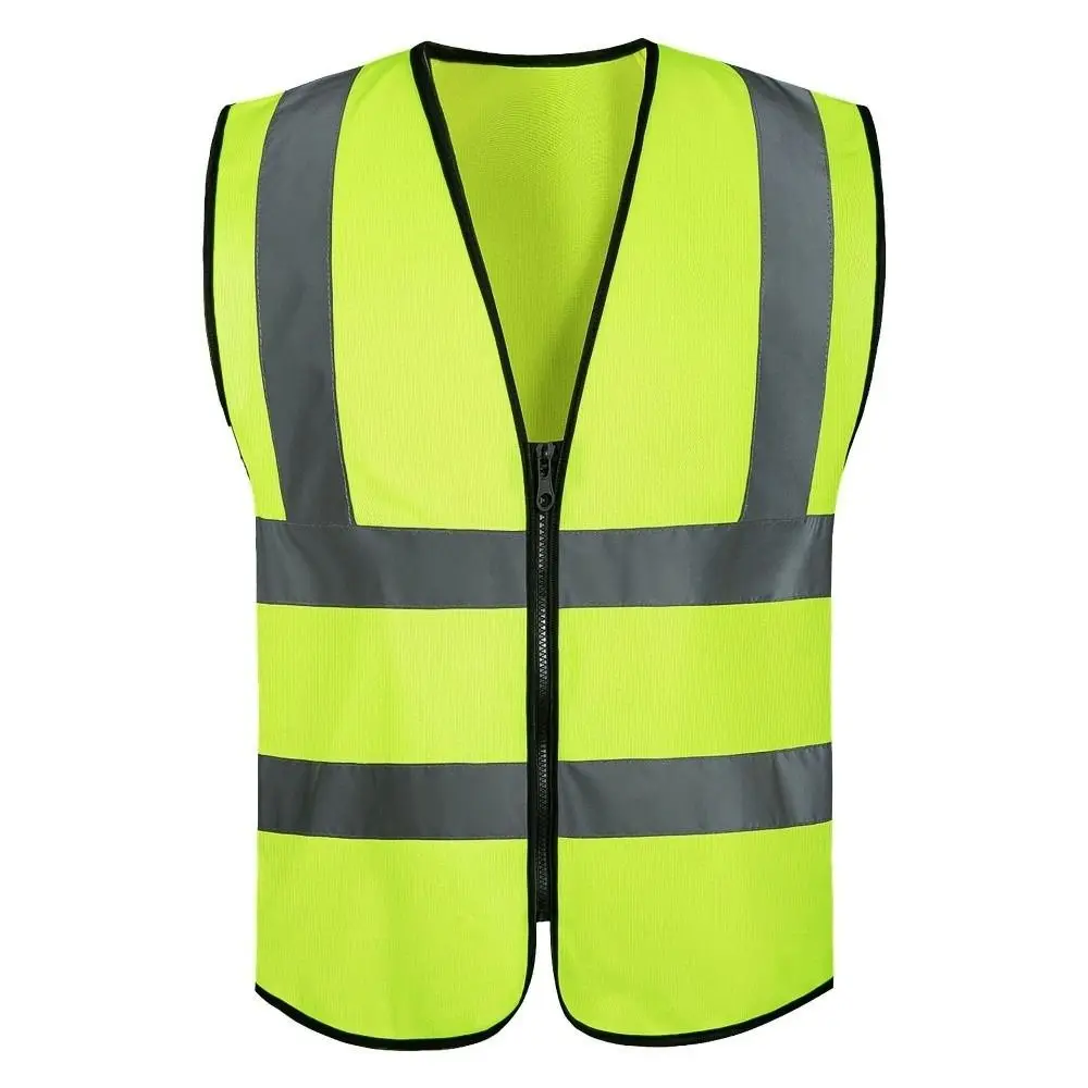 

Durable High Visibility Safety Vest Front Reflective Strips Zipper Workwear Uniforms Work Vest Construction Work