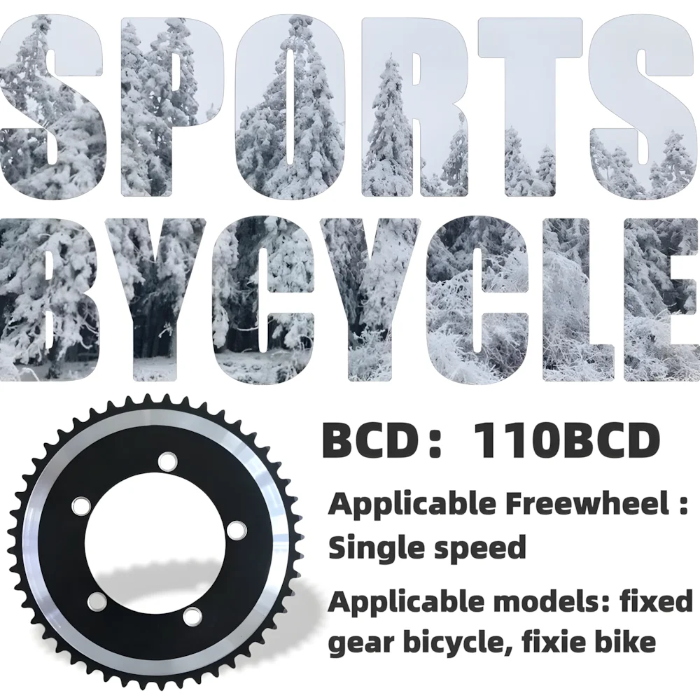 

Звездочка с фиксированной передачей 110 BCD 1/8 дюйма, 44T, 46T, 48T, 50T, 52T, 53T, гусеничный велосипед Fixie, велосипедное цепное колесо, односкоростные детали для велосипеда с ЧПУ