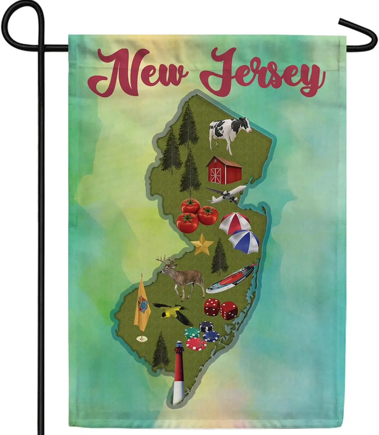 America Forever New Jersey State Garden Flag- 12.5 x 18 inches- New Jersey Beaches, Casinos & More USA Regional Yard Outdoor