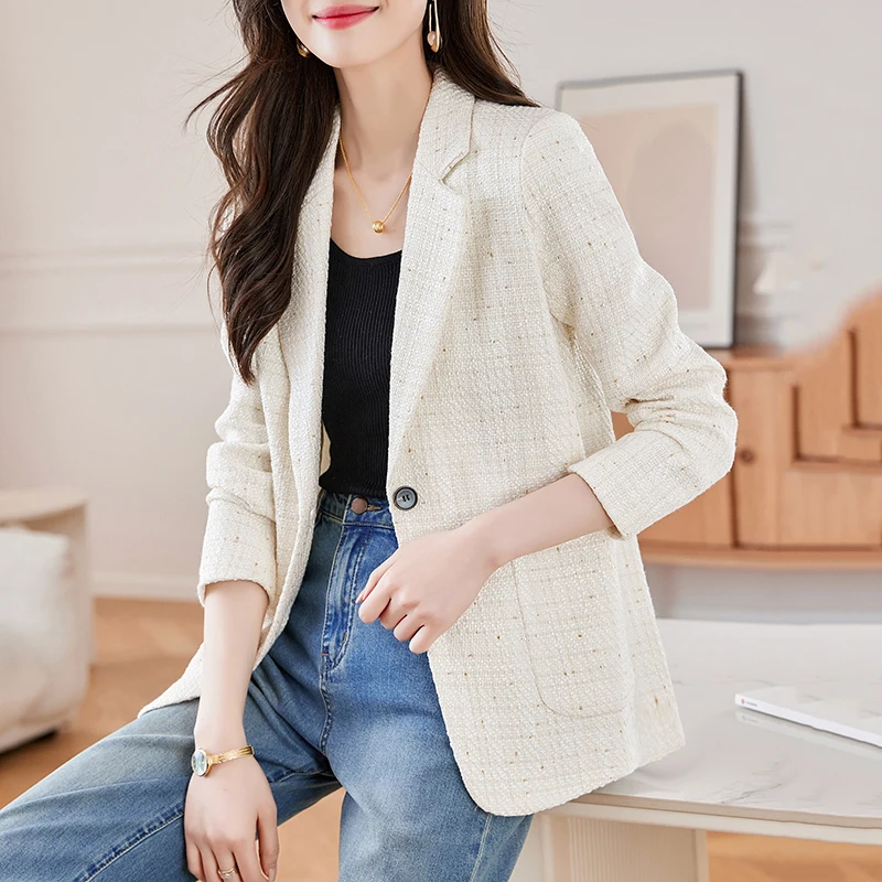 

UNXX Elegant Jacket for Women Female Office Lady, Autumn Long-sleeve Casual Versatile Trendy Plaid Blazer, Autumn/winter Top