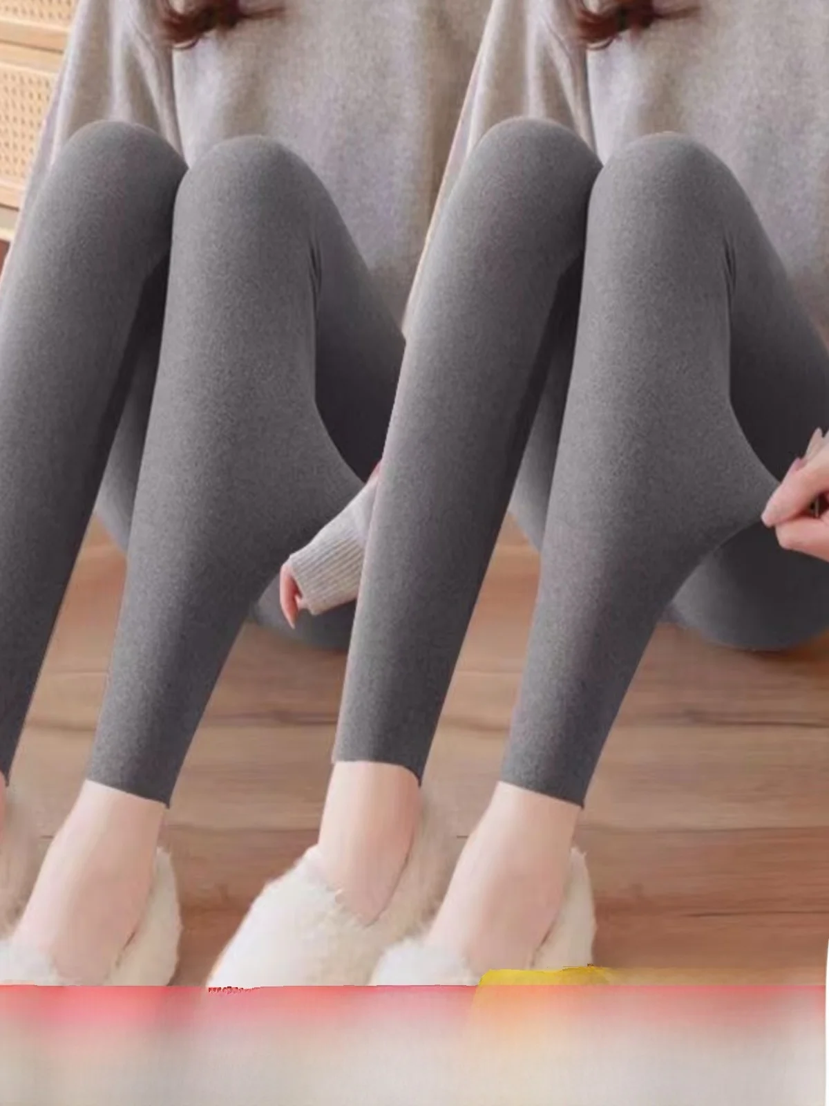 

Women's Thin Fleece Lined Thermal Pants Velvet Brushed Seamless Autumn Winter Base Layer Trousers Comfortable Casual Long Pants
