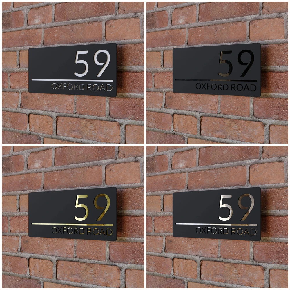 

Modern Floating House Number Sign Custom Matt Black Acrylic Bespoke Hollow Design House Address Plaque Sleek Contemporary Look