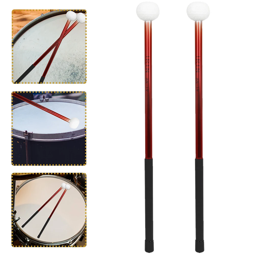 

2 Pcs Aluminum Alloy Timpan Drumsticks Felt Head Bass Mallet Accessories Hammer