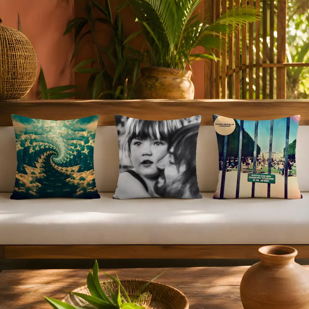 Tame Impala Psychedelic Cushion Cover 1pc Square Plush Pillow Cover Soft Fuzzy Removable Washable Sofa Bed Bedroom Decor