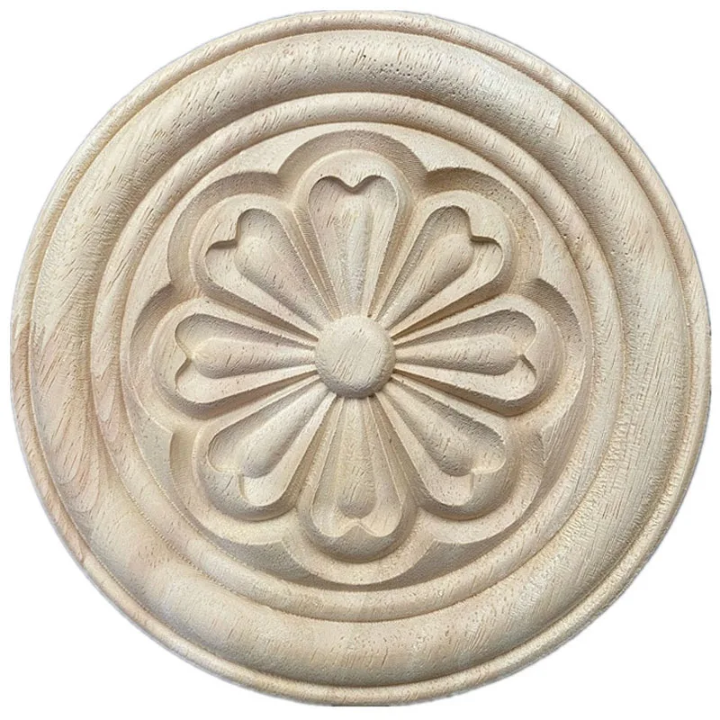 

20cm Unique European Unpainted Wood Carved Frame Onlay Applique Corner Decoration of Furniture Doors Accessories Wood Veneer