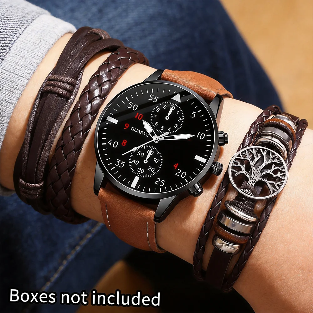 4Pc Men's New Quartz Watch, Practical And Versatile, The Best Choice For Giving Gifts To Fathers And Boyfriends (No Box Given)