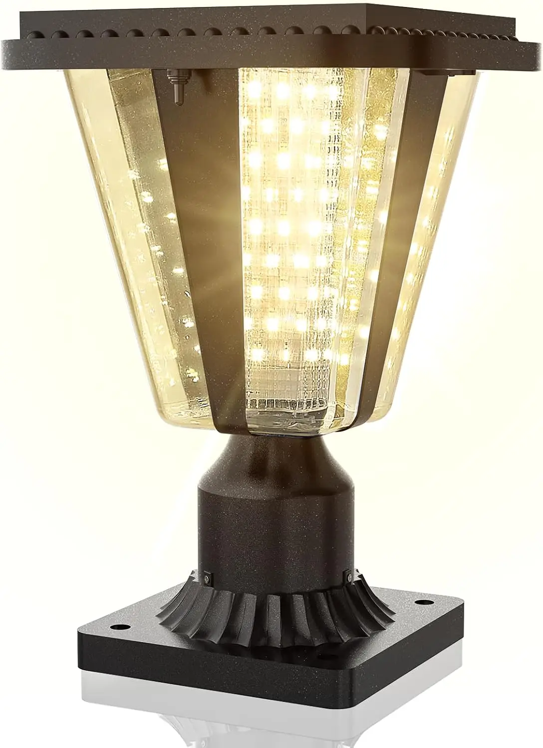 

Solar Post Light 160LM, 3000K Dusk to Dawn LED with Pier Mount, IP65 Waterproof for Landscape, Pathway, Patio