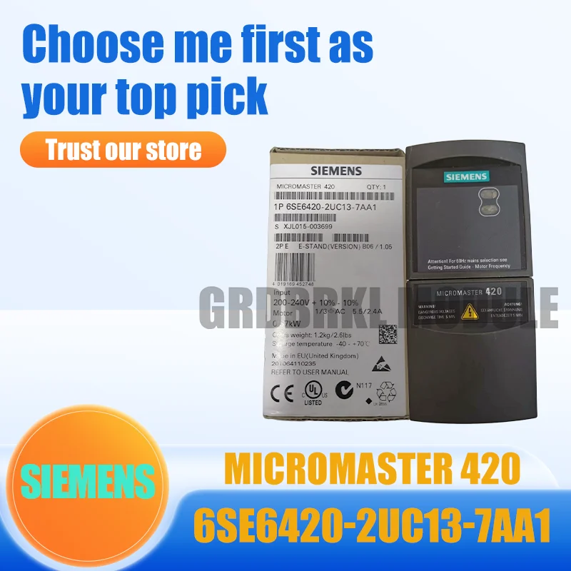 

New Original SIEMENS 6SE6420-2UC13-7AA1 MICROMASTER 420 0.37kW 200-240V 1/3AC Inverte