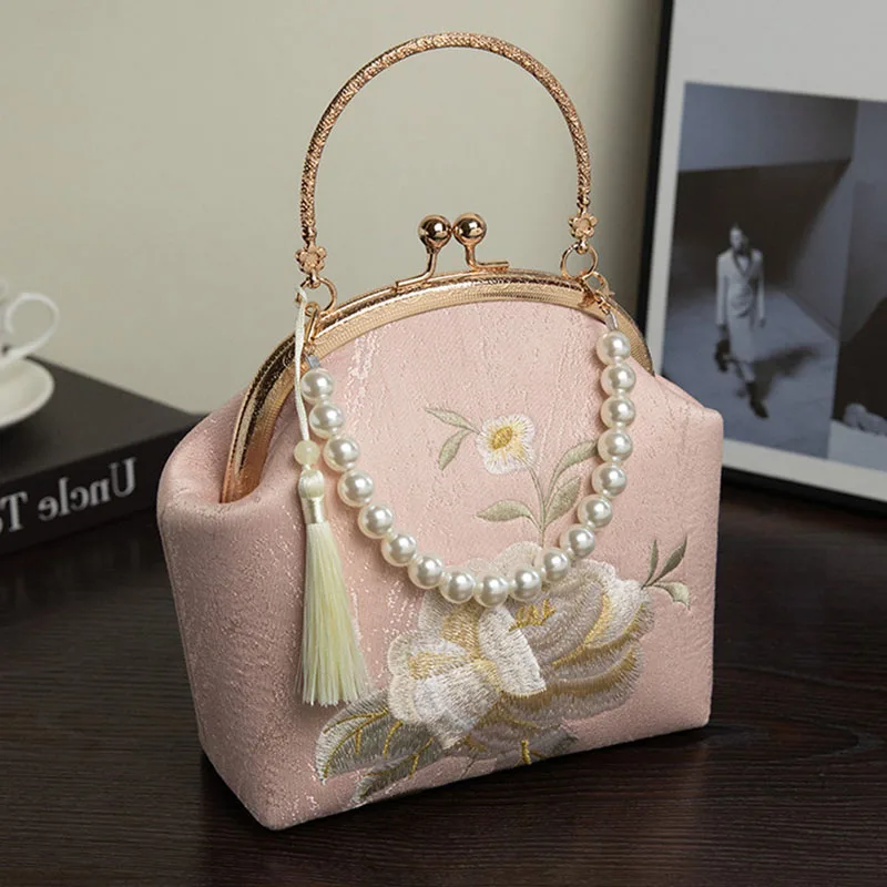 Women Evening Handbag Vintage Chinese Style Clutch Bags Embroidery Crossbody Shoulder Bag  Wedding Party Top Handle Purse