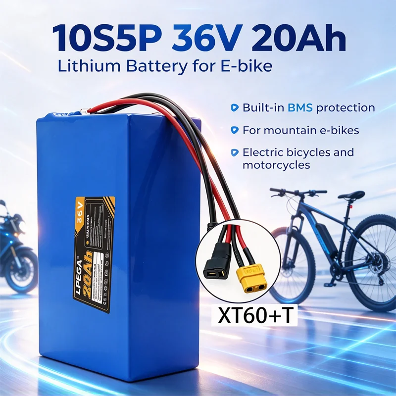 36V 20000mAh 10S5P Li-ion Battery Pack with Built-in BMS for Mountain Bike E-Bike Electric Motorcycle