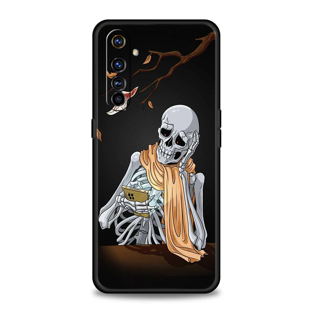 Cute Skull Phone Case Cover for Realme 8 9 10 Pro 8i 9i C3 C11 C21 C25 C35 GT2 GT Neo 2 3 3T Plus 5G Silicone Soft Shell Capas