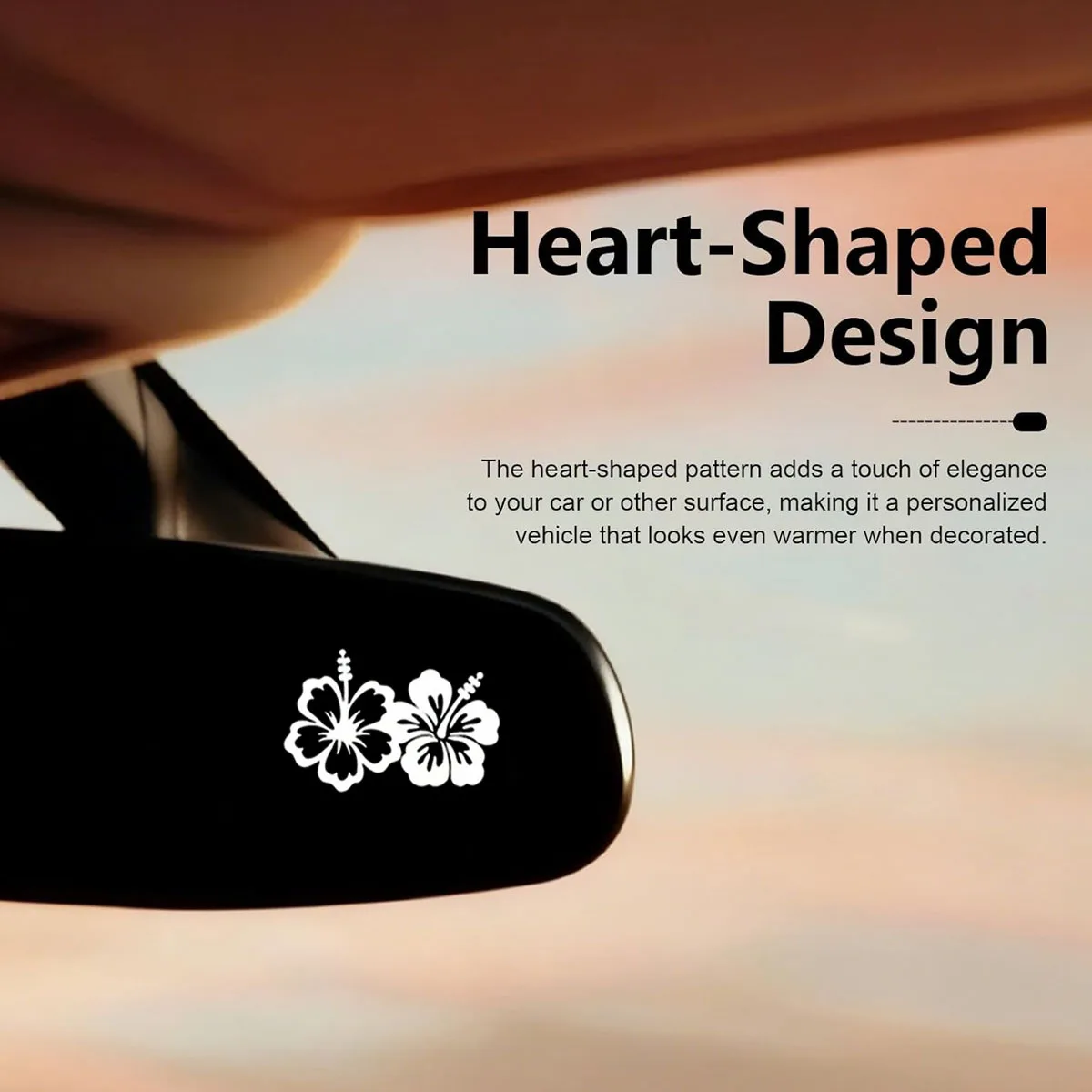 Hibiscus Flower Car Mirror Sticker, Cute Simple Flower Decal Sticker, Car Door Window Sticker, for All Car Models