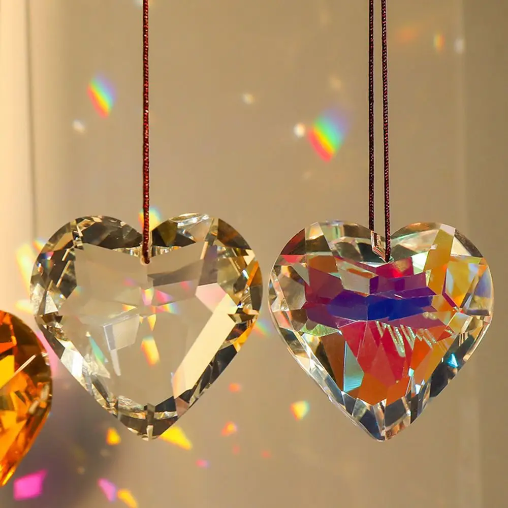 Dazzling Suncatcher Pendant Heart Crystal Window Wind Chimes Hanging Ornament Hanging Decor Outdoor Curtain Pendant Garden Home