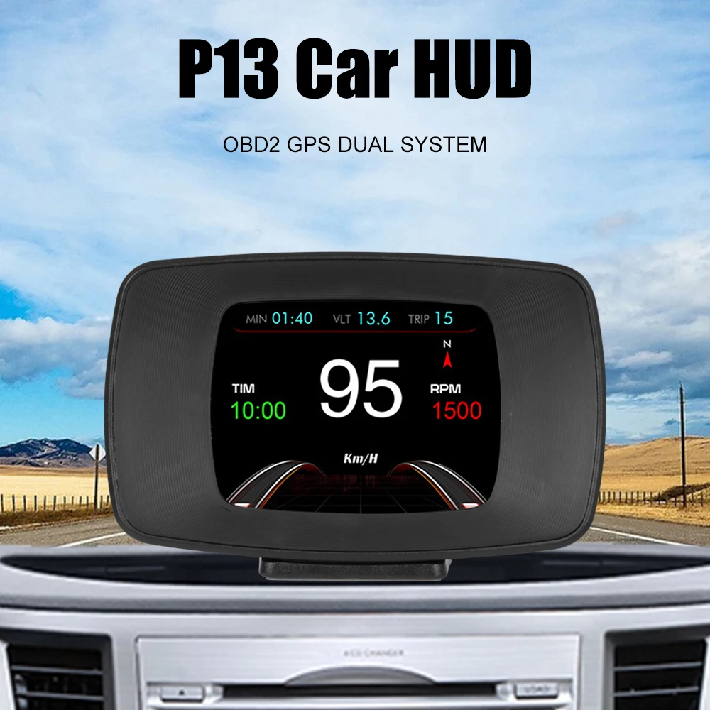 P13 OBD2 GPS HUD Car Head Up Display Digital Auto Brake Turbo Tester Clock Speed Meter On Board Computer Y03 HUD Speedometer