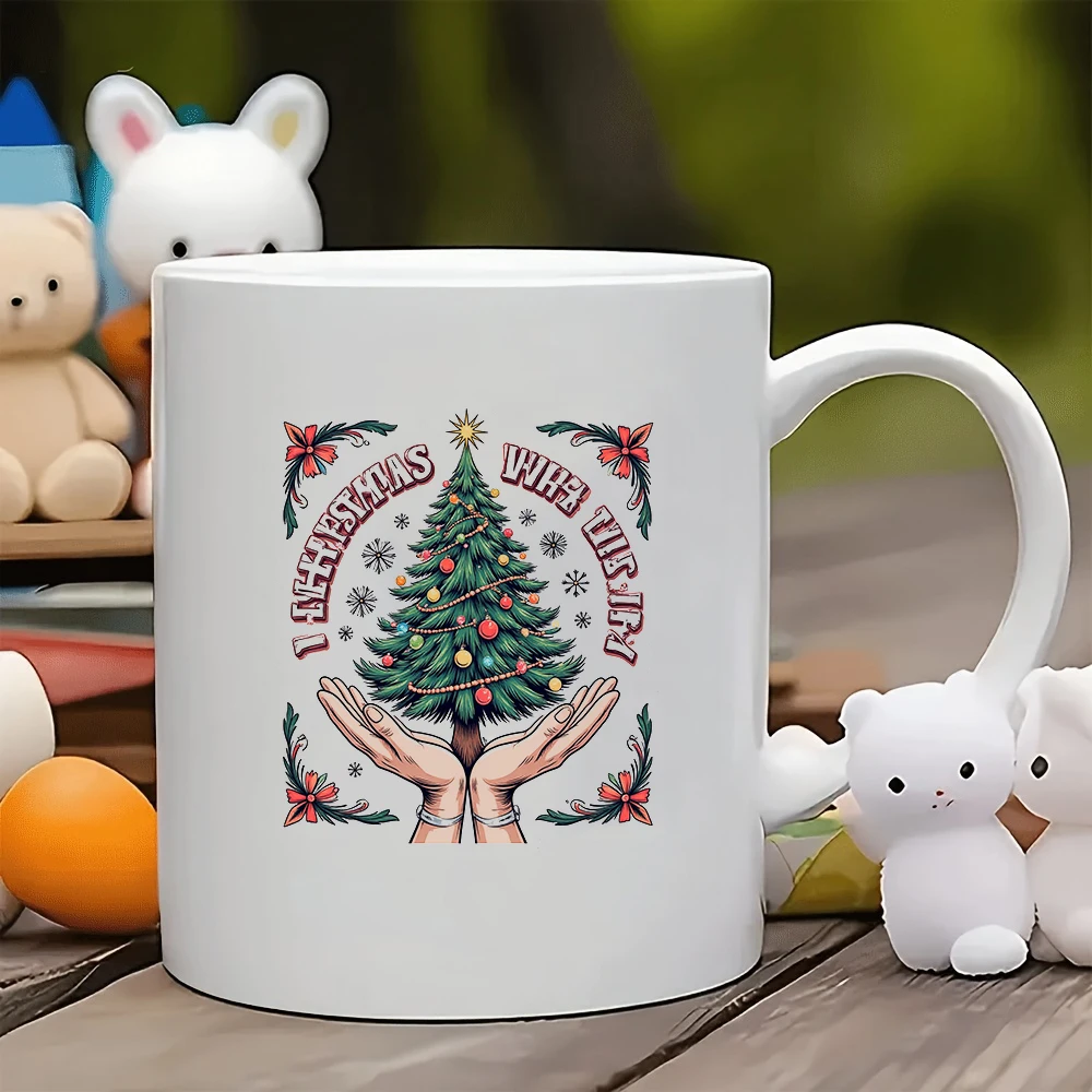 

11oz Cup + Christmas Tree Cartoon Illustration + Merry Christmas Water Cup Family Office Holiday Gift