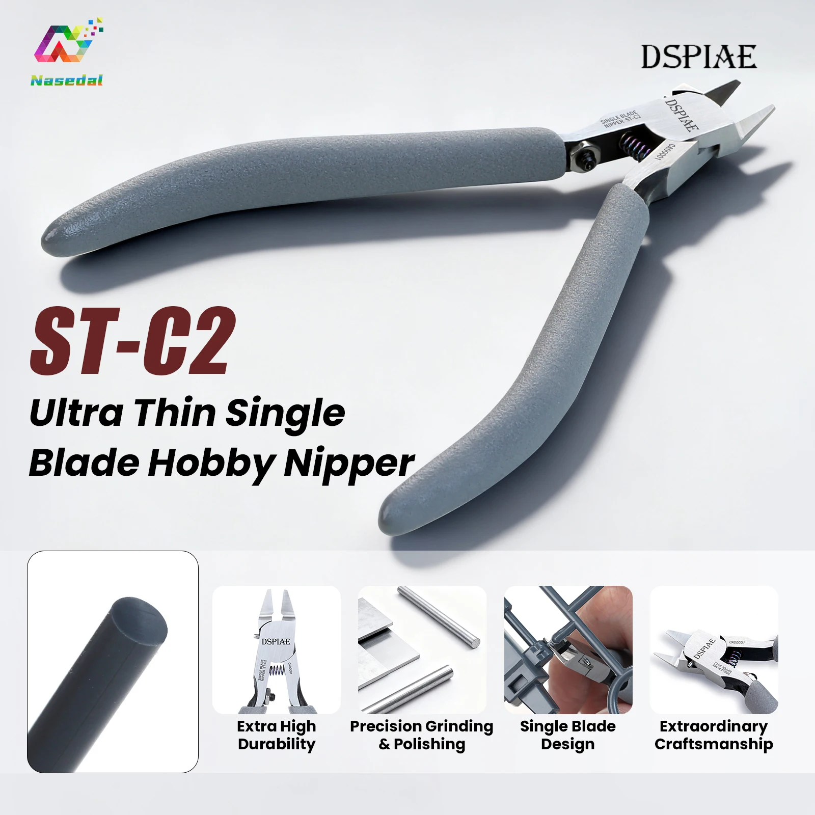 DSPIAE ST-C2 Ultra Thin Single Blade Plier for Gundam Model Making Hobby Nipper for Gunpla Scale Model Building with Storage Box