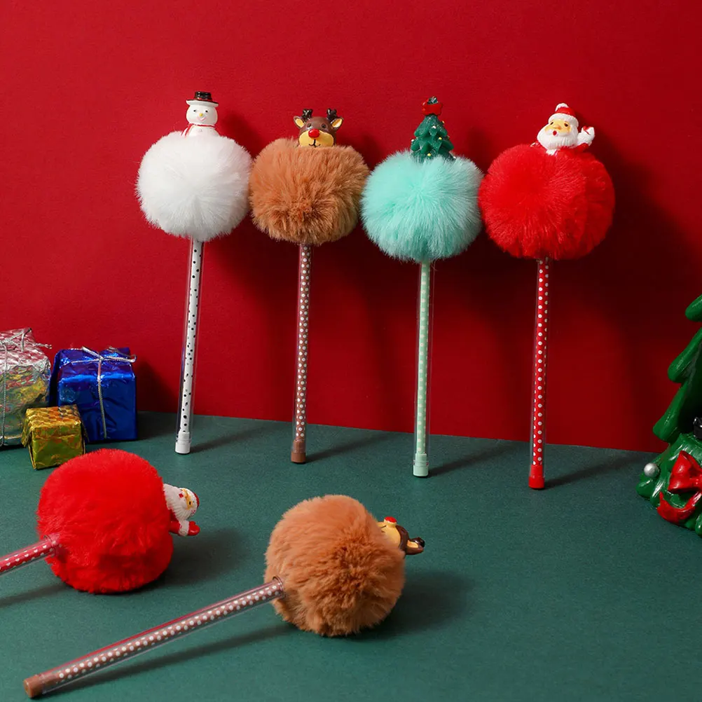 

4 Pcs Christmas Ball Pen Stationary Pens Writing for Students Stationery Girl Signature Cartoon Drawing