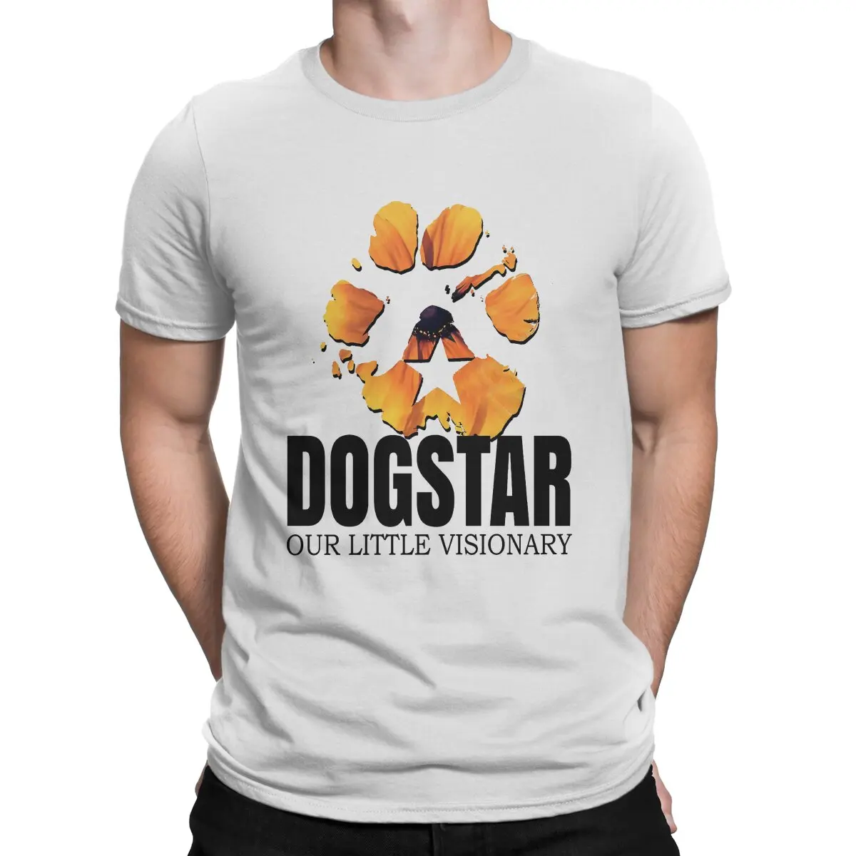 Dog Footprints T-Shirts for Men Dogstar Band Awesome Pure Cotton Tee Shirt Round Collar Short Sleeve T Shirt Birthday Present