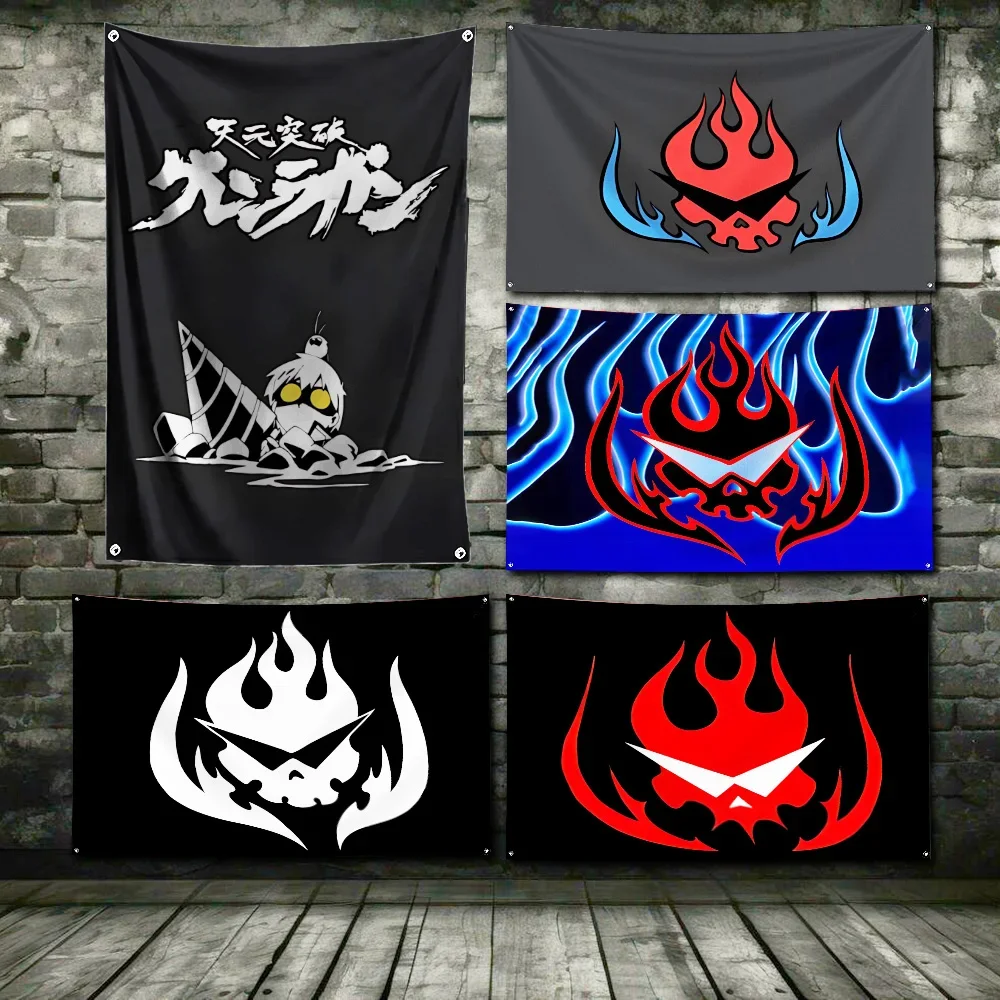 60x90 см флаг Гуррен Лагерна, полиэстер, цифровая печать, баннер для гаража, настенное украшение для двери