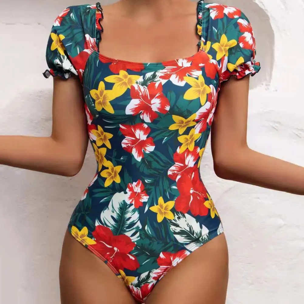 Wear Resistant Good Elasticity Women Short Sleeve One-piece Swimsuit For Swimming Pool