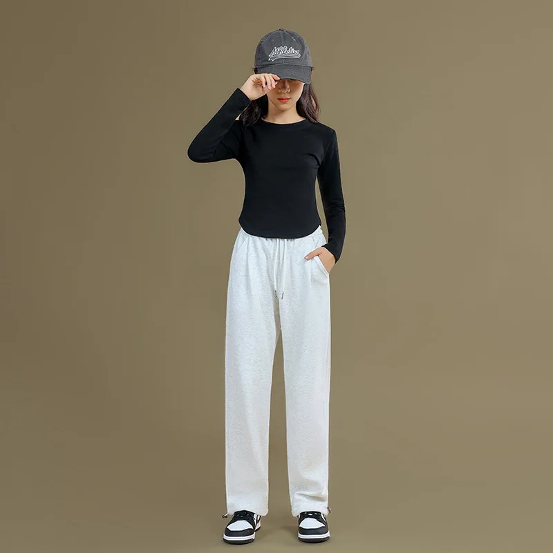 Baby Girl Pants Girls Straight Pant White Casual Pant 2024 Autumn Children Close-foot Sweatpants Sports Simple Matching Bottom