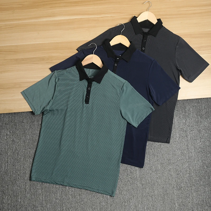 

Lightweight Breathable Qui Dry Summer Busin Casual Ice Silk ort Sve irt Regular Fit Faion Urban Sle