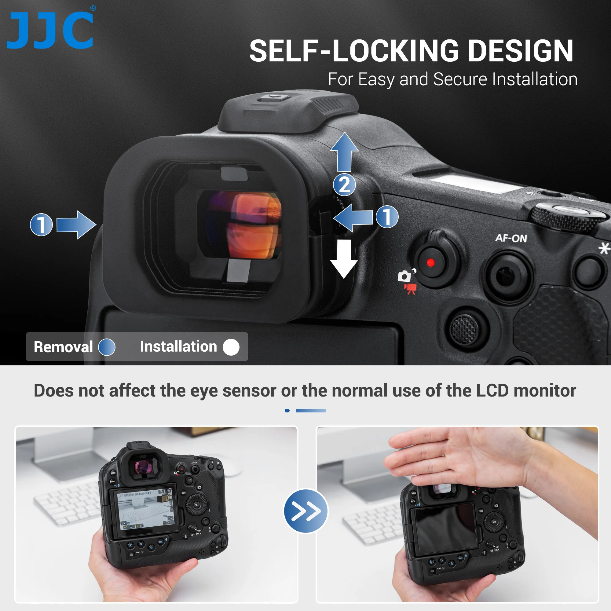 JJC Weiches Silikon-Kamera-Augenmuschel-Okular ersetzt Canon ER-I für Canon EOS R1 Augenmuschel, Augenschutz-Sucher – Detail 5