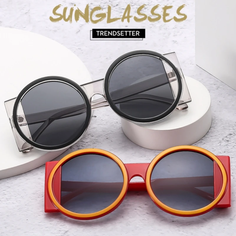 

Fashion Oversized Round Sunglasses Women Ins Style Color Blocking UV400 Sun Shades Retro Unique Men Trendy Gradient Sun Glasses