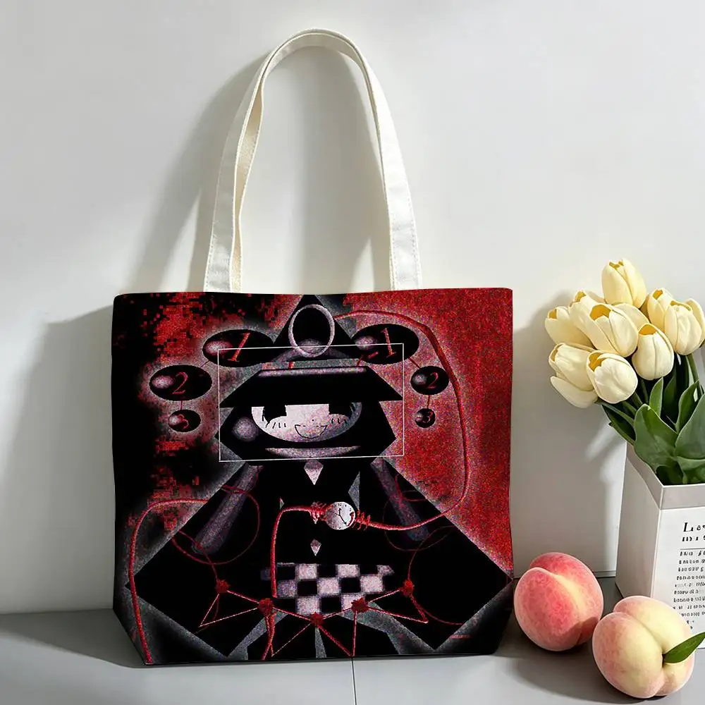 D-Disillusion ST Horro Game Printed Canvas Tote Bag Shoulder Bag Commuter Mommy Shopping Bag