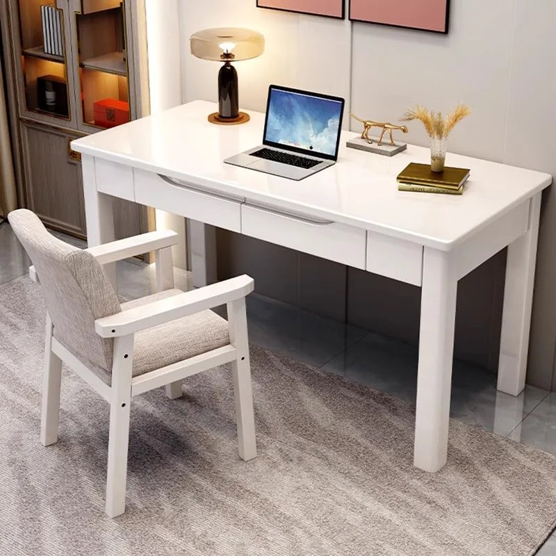 مكتب من الخشب الصلب للمنزل، مكتب كمبيوتر مكتبي بسيط وحديث، مكتب كتابة تعلم غرفة النوم