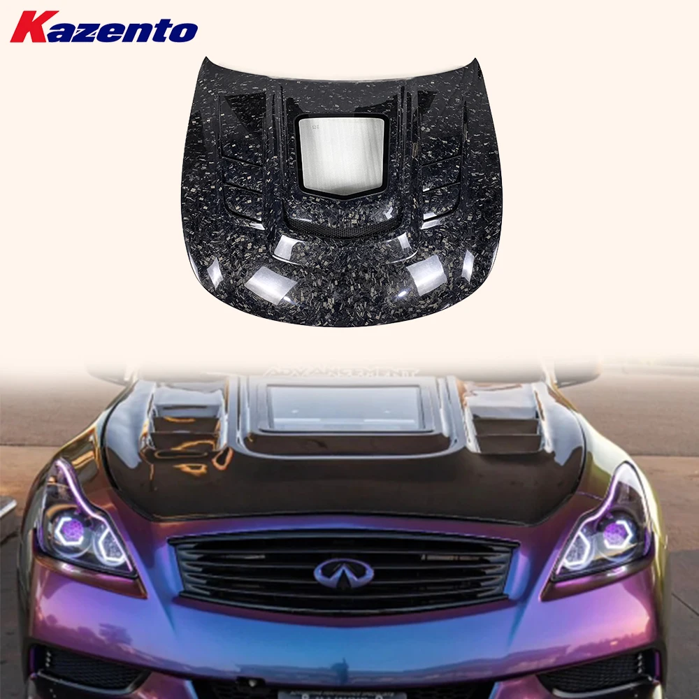 For Infiniti G37 2 Door Coupe 08-13 Forged Carbon Clear Glass Vented Front Hood