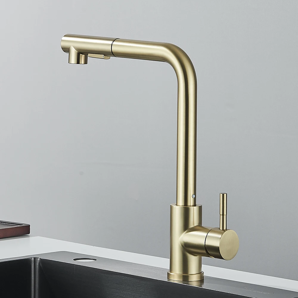 Black Pull Out Kitchen Faucet Deck Mounted Kitchen Sink Tap Single Handle Kitchen Mixers Rotating Spout Stream Spray Head
