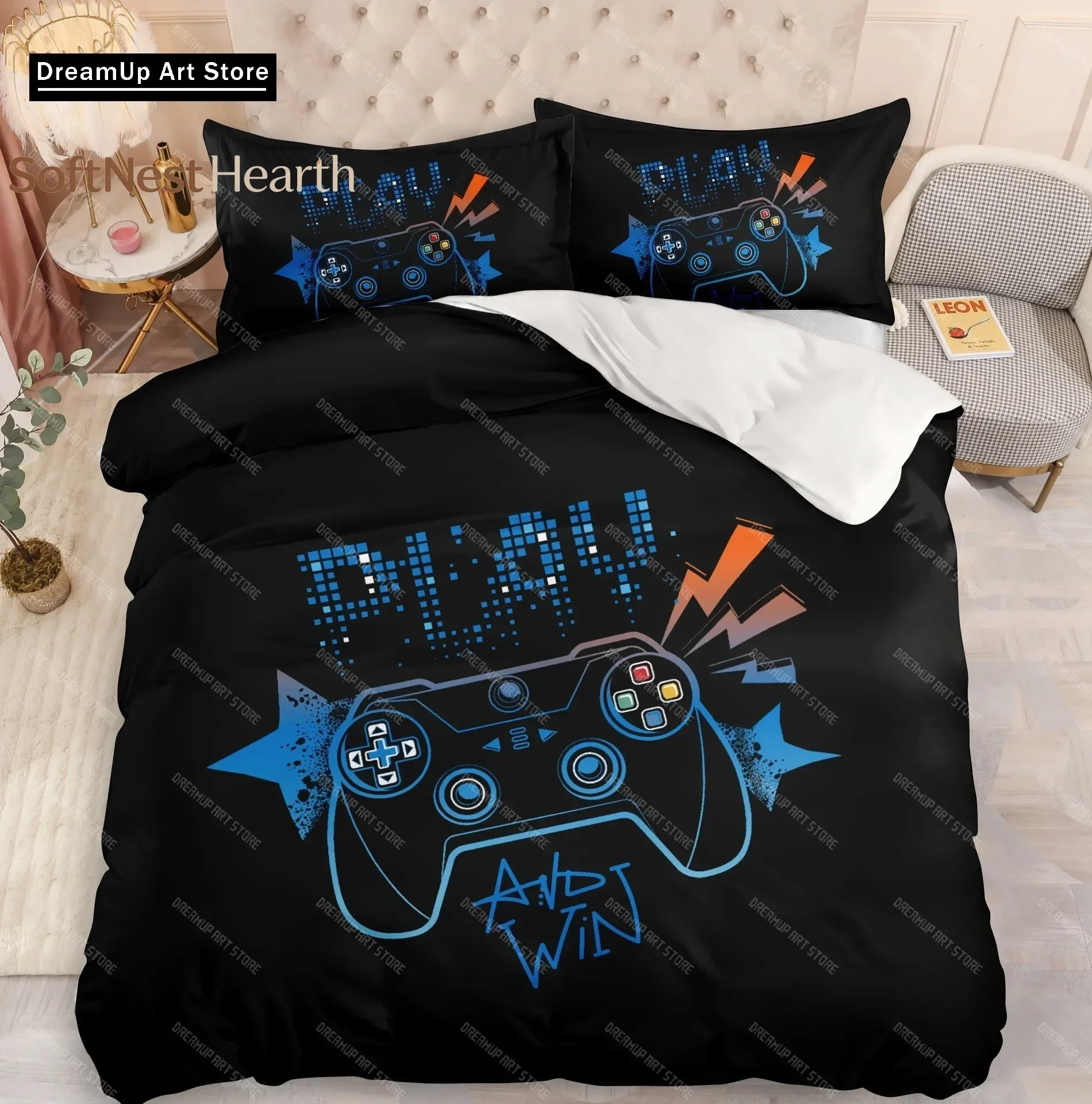 2026 Plays Gamer Bedding Set Gamepads Duvet Cover Teens Adults Gamer Quilt Cover Children's Bedroom Decoration