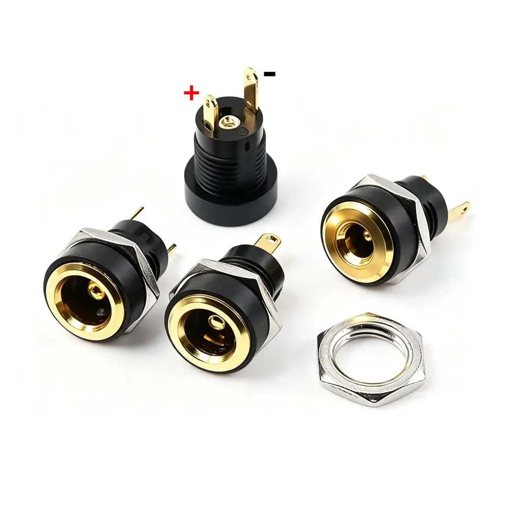 5pcs DC-022B Gold plated DC Power Supply Jack Socket Female Connector 5.5x2.1mm 5.5*2.5 3.5X1.3MM Plug Adapter Panel Mount