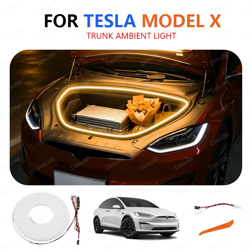 FOR TESLA MODEL X Trunk Light Modification Light Atmosphere Lights White Warm White Rear Trunk LED Light Bar