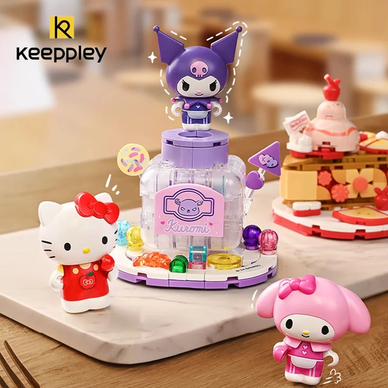 Original Keeppley Building Block Sanrio Kuromi Gourmet Party Cartoon Series Assembly Model Decoration Children's Toys Girl Gift